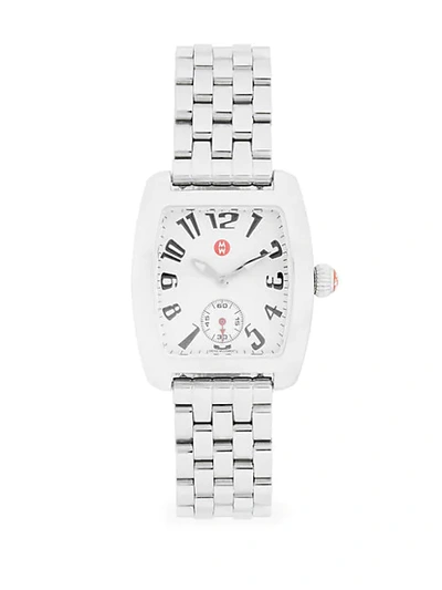 Shop Michele Stainless Steel Square Bracelet Watch
