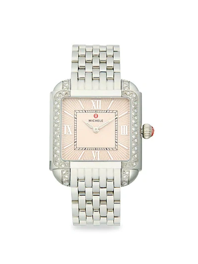 Shop Michele Stainless Steel & Diamond Bracelet Watch