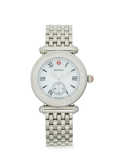 Shop Michele Stainless Steel & Diamond Mesh Bracelet Watch