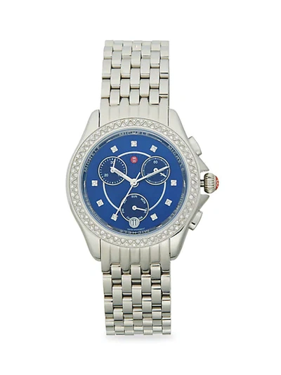 Shop Michele Stainless Steel & Diamond Bracelet Chronograph Watch