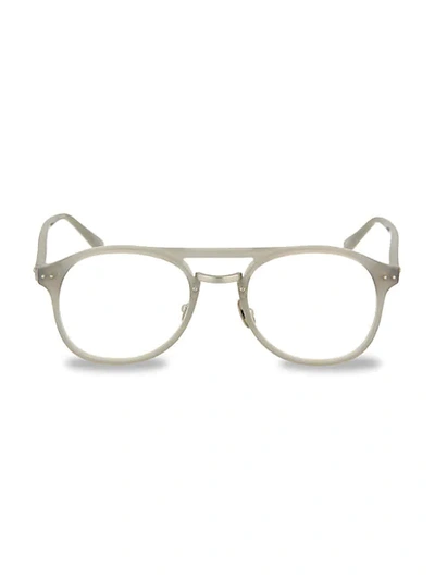 Shop Linda Farrow 48mm Round Optical Glasses In Smokey Grey