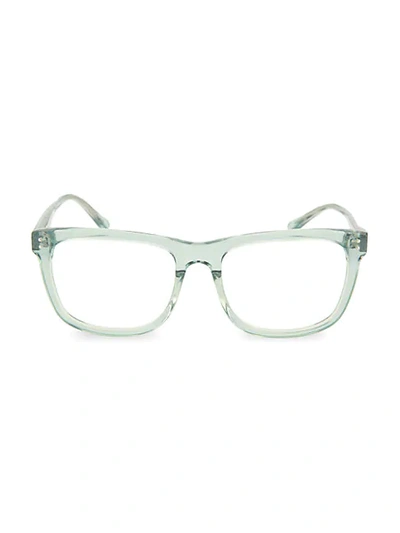 Shop Linda Farrow 56mm Clear Rectangular Optical Glasses In Mineral
