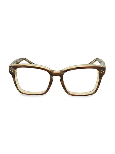 Shop Linda Farrow 50mm Rectangular Optical Glasses In Gold Grey