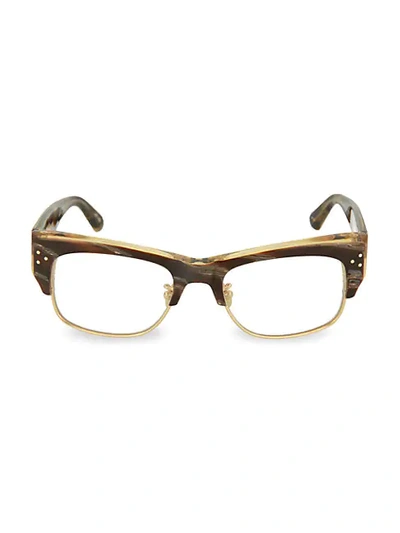 Shop Linda Farrow 50mm Rectangular Optical Glasses In Gold Grey