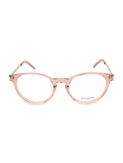 Shop Saint Laurent 49mm Panthos Optical Glasses In Pink