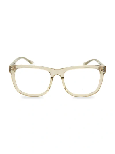 Shop Linda Farrow 56mm Clear Rectangular Optical Glasses In Truffle