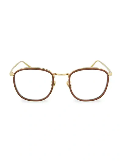 Shop Linda Farrow 50mm Round Optical Glasses In Brown