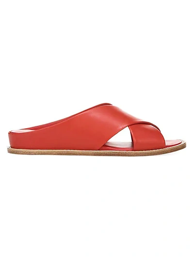 Shop Vince Fairley Criss-cross Leather Backless Sandals In Red