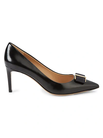 Shop Ferragamo Friuli Leather Pumps In Black