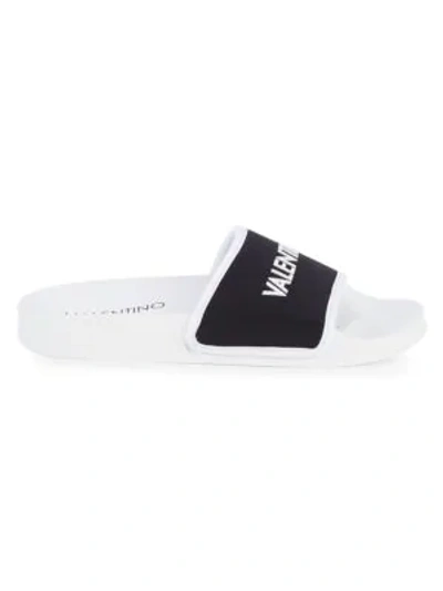 Shop Valentino By Mario Valentino Magda Two-tone Slides In Black