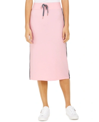Shop Tommy Hilfiger Side-stripe Midi Skirt In Ballerina Pink
