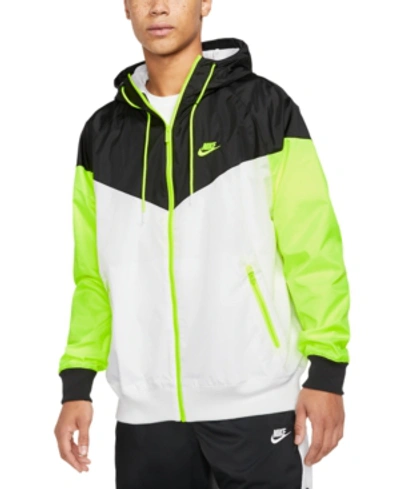 Shop Nike Men's Sportswear Windrunner Jacket In White/volt