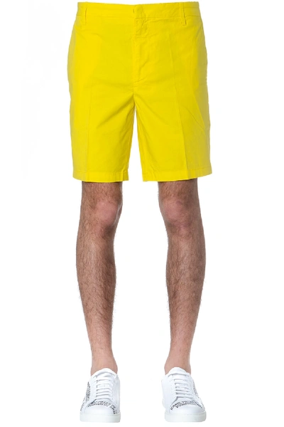 Shop Dondup Manheim Yellow Cotton Shorts