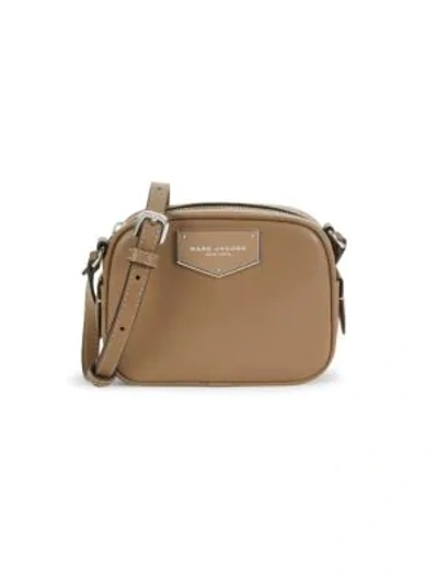 Shop Marc Jacobs Voyager Leather Square Crossbody Bag In French Grey