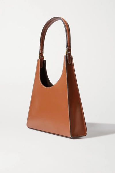 Shop Staud Rey Leather Shoulder Bag In Tan