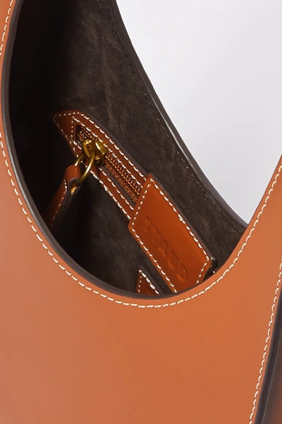 Shop Staud Rey Leather Shoulder Bag In Tan