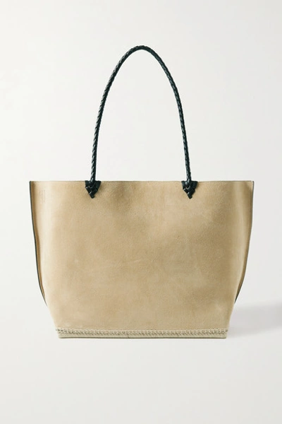 Altuzarra Espadrille Large Leather And Jute trimmed Suede Tote In