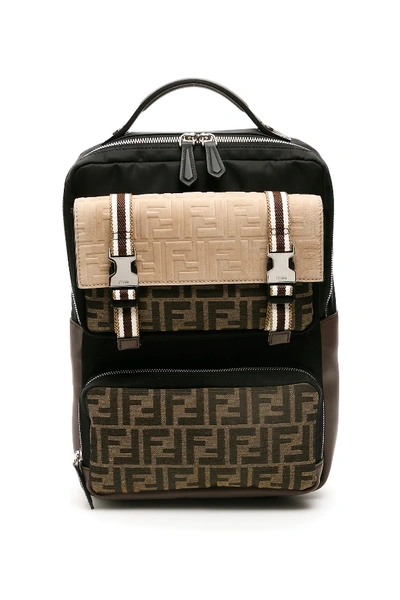 Shop Fendi Ff Backpack + Baguette Pocket In Black,brown,beige