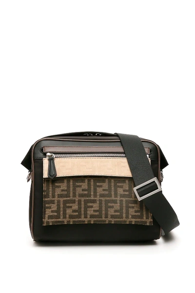 Shop Fendi Ff Messenger Bag With Pouch In Black,brown,beige