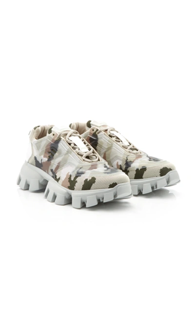 Shop Prada Camo Rubber-knit Sneakers In Multi