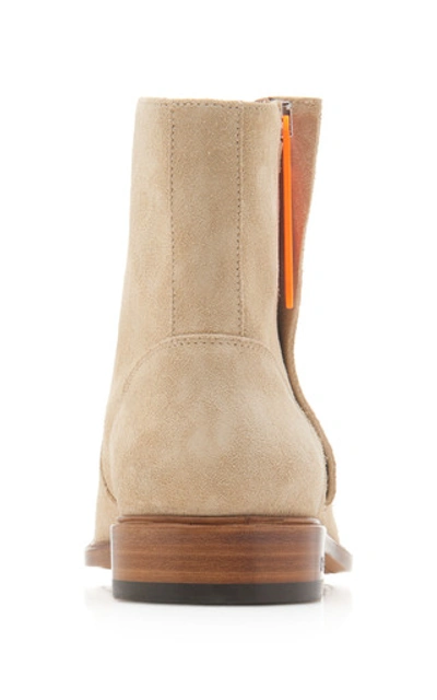 Shop Off-white Zip-detailed Suede Ankle Boots In Neutral