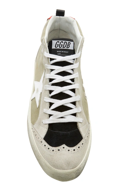Shop Golden Goose Mid Star Distressed Suede And Rubber Sneakers In Green