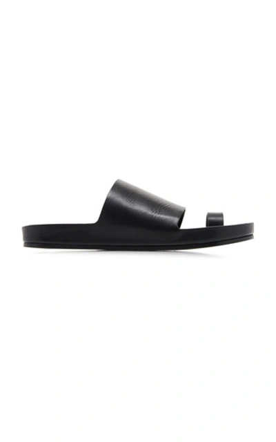 Shop Jil Sander Toe-ring Leather Sandals In Black