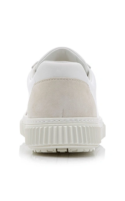 Shop Prada Leather Low-top Sneakers In White