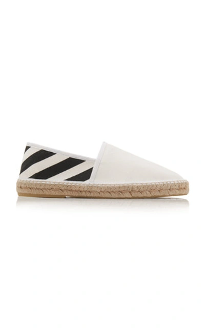 Shop Off-white Printed Cotton-canvas Espadrilles In White