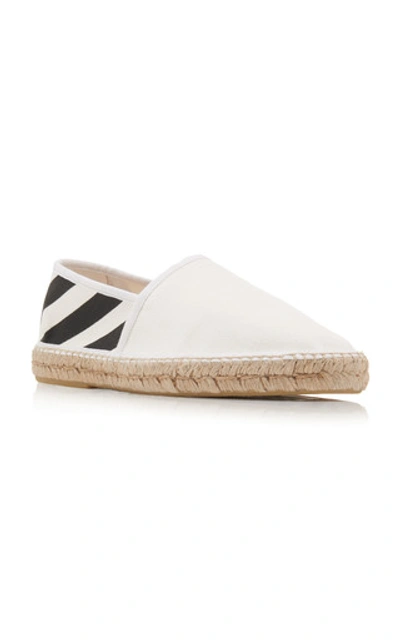 Shop Off-white Printed Cotton-canvas Espadrilles In White