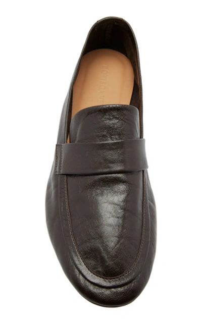 Shop Bottega Veneta Textured-leather Loafers In Brown