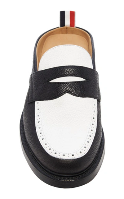 Shop Thom Browne Two-tone Leather Penny Loafers In White