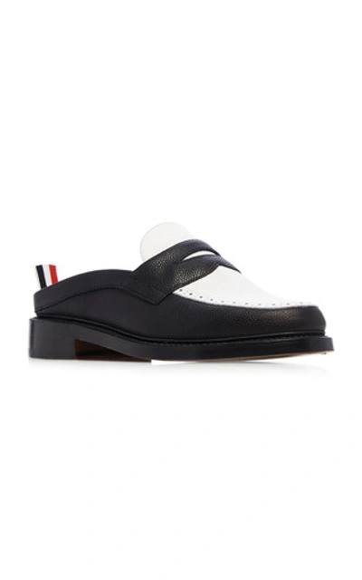 Shop Thom Browne Two-tone Leather Penny Loafers In White