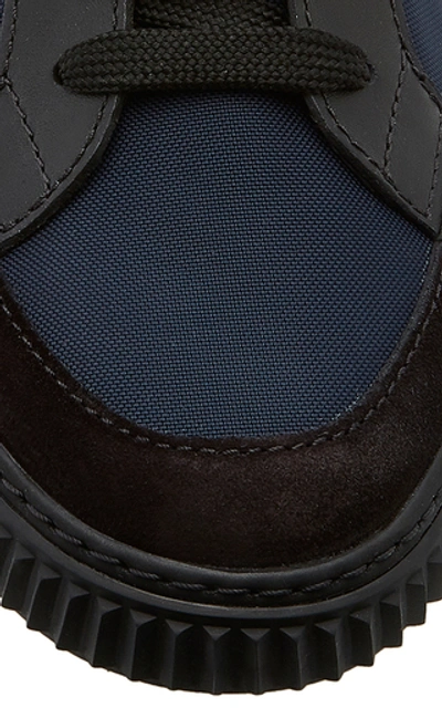 Shop Prada Leather Low-top Sneakers In Blue