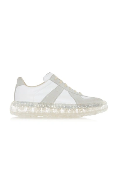 Shop Maison Margiela Replica Airbag Heel Suede-paneled Leather Sneakers Siz In White