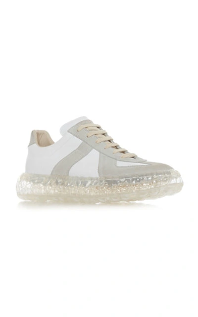 Shop Maison Margiela Replica Airbag Heel Suede-paneled Leather Sneakers Siz In White