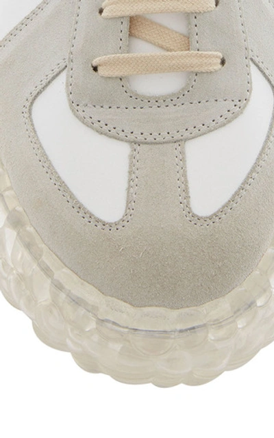 Shop Maison Margiela Replica Airbag Heel Suede-paneled Leather Sneakers Siz In White