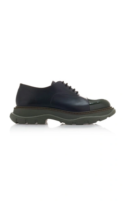 Shop Alexander Mcqueen Paneled Two-tone Leather Brogues In Black