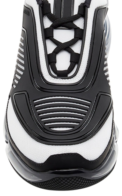 Shop Prada Cloudbust Air Leather, Mesh And Rubber Trainers In Black/white