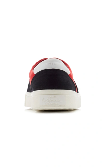 Shop Amiri Skel Toe Color-block Canvas And Leather Sneakers In Red