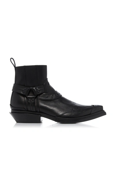 Shop Balenciaga Santiag Matte Harness Boot In Black