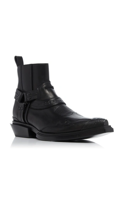Shop Balenciaga Santiag Matte Harness Boot In Black