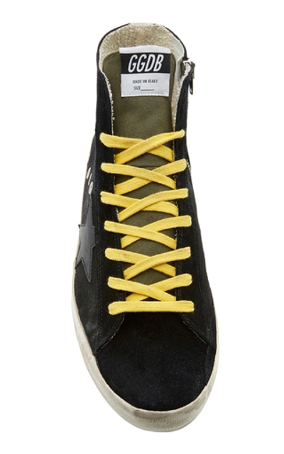 Shop Golden Goose Francy Distressed Suede And Rubber Sneakers In Black