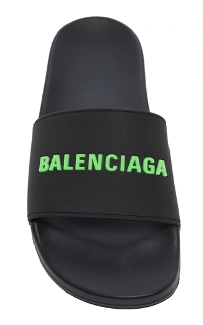 Shop Balenciaga Pool Rubber Slide Sandal In Black