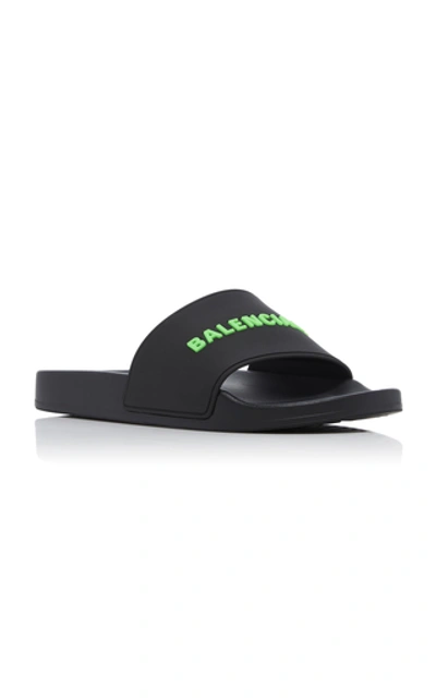Shop Balenciaga Pool Rubber Slide Sandal In Black