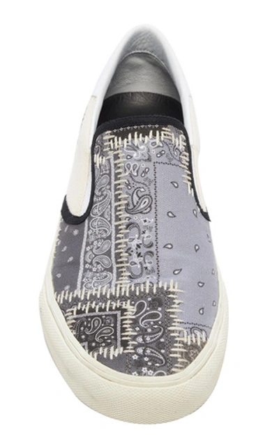 Shop Amiri Bandana Reconstructed Cotton Slip-on Sneakers In Black