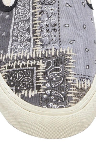Shop Amiri Bandana Reconstructed Cotton Slip-on Sneakers In Black