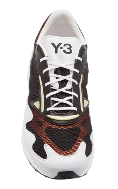 Shop Y-3 Rhisu Run Leather Sneakers In Black/white
