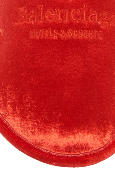 Shop Balenciaga Home Embroidered Velvet Slipper In Red