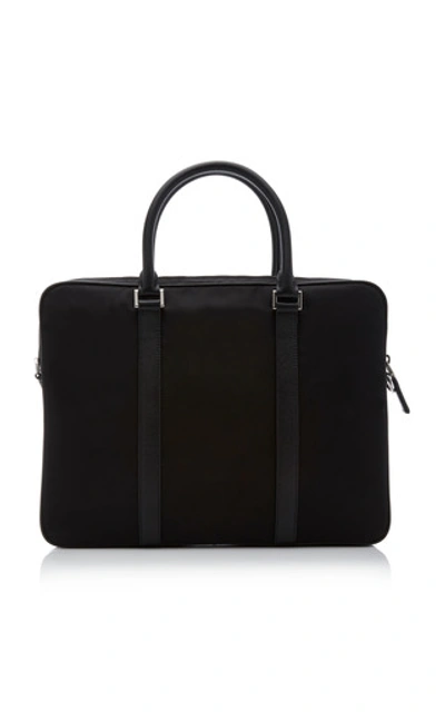 Shop Prada Logo Canvas Briefcase In Black